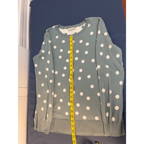 LOFT Outlet Women’s Sage Green&White Polka Dot Crewneck Sweater Medium - Picture 6 of 8